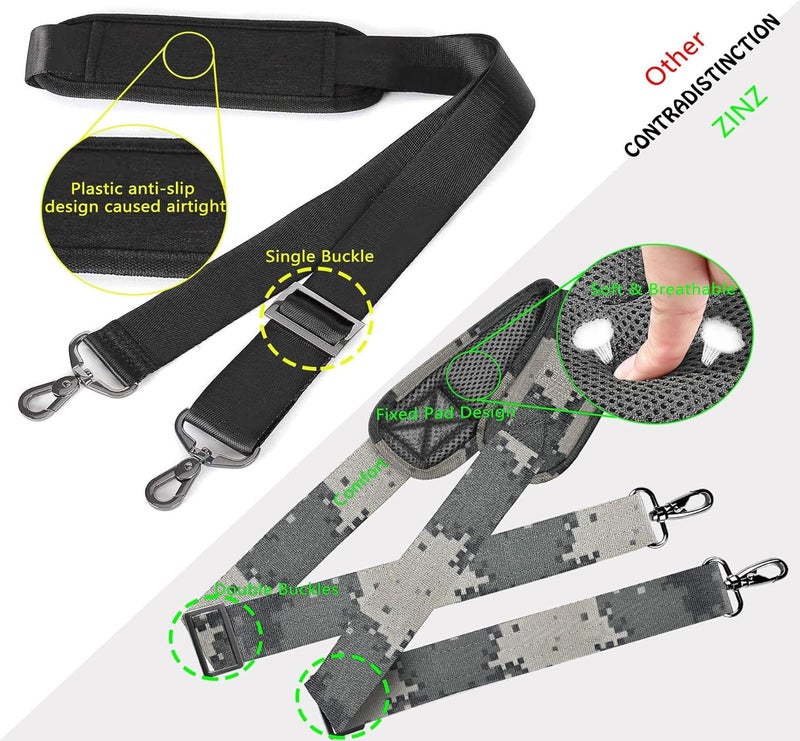 ZINZ Shoulder Strap 58" Ultra-Thick Fixed Padded and Adjustable Buckles Crossbody Strap for Briefcase Laptop Bag Luggage - Image 4